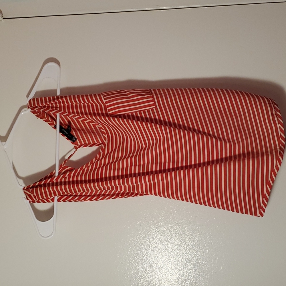 Red and White Striped Crossback Tank
